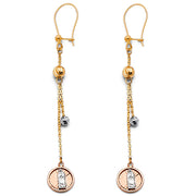14K Gold Jesus Dangle Earrings