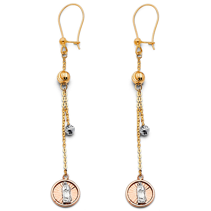14K Gold Jesus Dangle Earrings