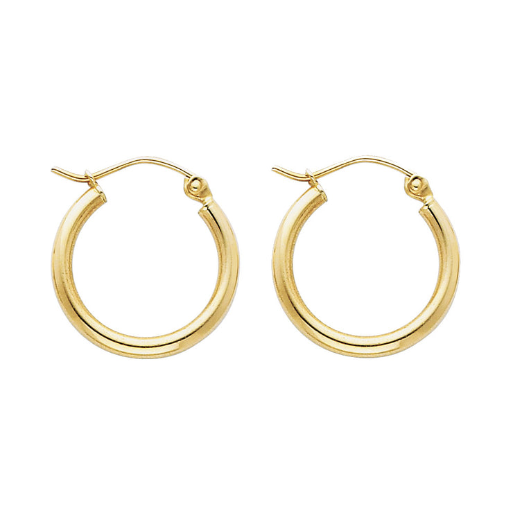 14K Gold 2mm Hoops