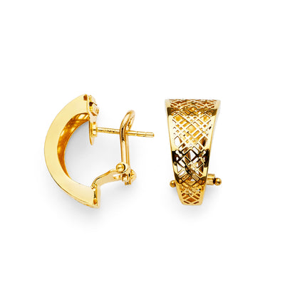 14K Gold Fancy Diamond Cut clip-on  Earrings