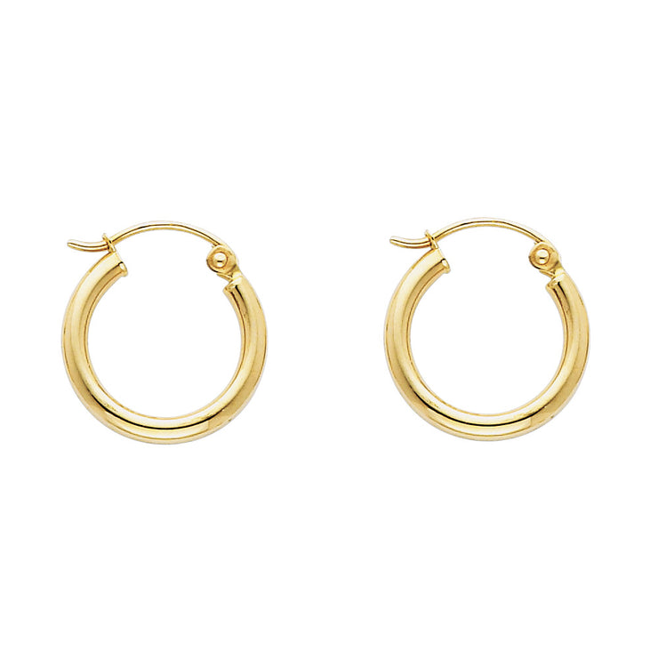 14K Gold 2mm Hoops