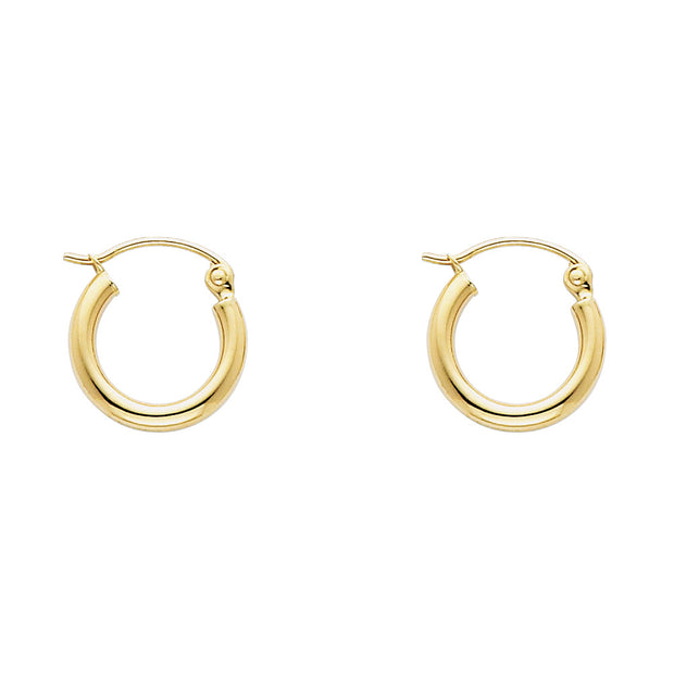 14K Gold 2mm Hoops