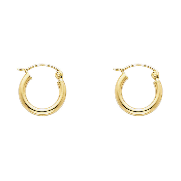 14K Gold 2mm Hoops