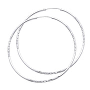 14K Gold 1.5mm Diamond Cut Satin Dual Finish Hoops