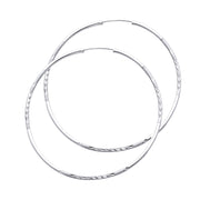 14K Gold 1.5mm Diamond Cut Satin Dual Finish Hoops