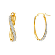 14K Gold Glitter U-Shape Hoops