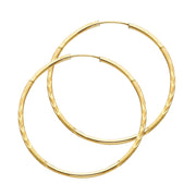 14K Gold 1.5mm Diamond Cut Satin Dual Finish Hoops