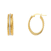 14K Gold Glitter Oval Hoops