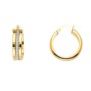 14K Gold Glitter Round Hoops