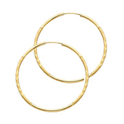 14K Gold 1.5mm Diamond Cut Satin Dual Finish Hoops