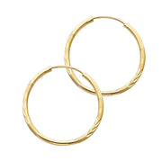 14K Gold 1.5mm Diamond Cut Satin Dual Finish Hoops