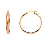 14K Gold Diamond Cut H-Dome Hoops
