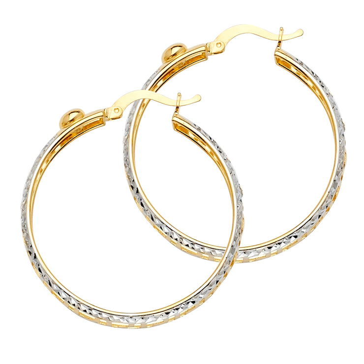 14K Gold Greek Design Hoops