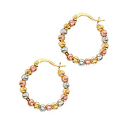 14K Gold Moon-Cut Disco Ball Bead Hoops