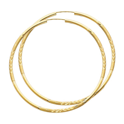 14K Gold 2mm Diamond Cut Hoops