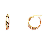 14K Gold 3 Line Twisted Hoops