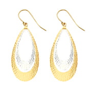14K Gold Fancy Pear Dangling Drop Hanging Earrings
