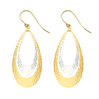14K Gold Fancy Pear Dangling Drop Hanging Earrings