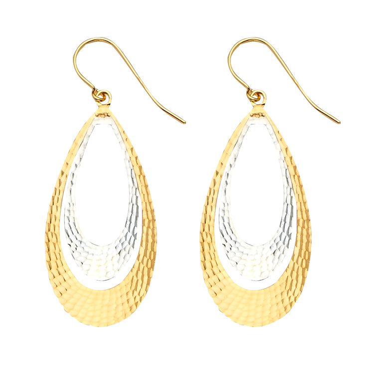 14K Gold Fancy Pear Dangling Drop Hanging Earrings