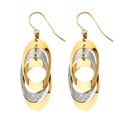 14K Gold Fancy Oval Dangling Drop Hanging Earrings