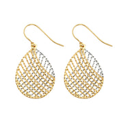 14K Gold Fancy Pear Dangling Drop Hanging Earrings