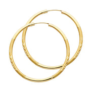 14K Gold 2mm Diamond Cut Hoops