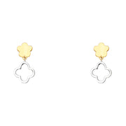 14K Gold Fancy Double Clover Earrings