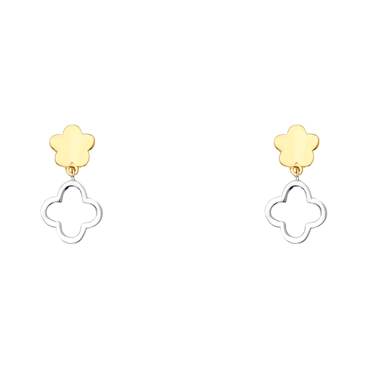 14K Gold Fancy Double Clover Earrings