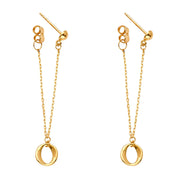 14K Gold Fancy Omega Front & Back Chain Dangle Earrings