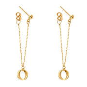 14K Gold Fancy Omega Front & Back Chain Dangle Earrings