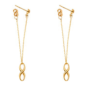 14K Gold Fancy Infinity Front & Back Chain Dangle Earrings
