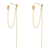 14K Gold Fancy Front & Back Chain Dangle Earrings
