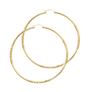 14K Gold 2mm Diamond Cut Hoops