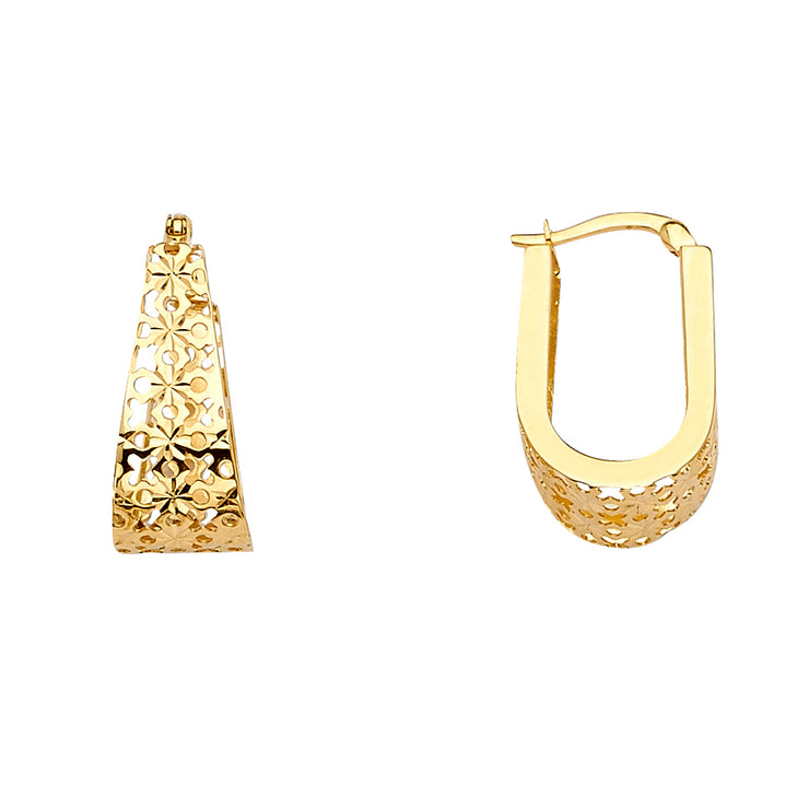 14K Gold Filigree U-Shape Earrings