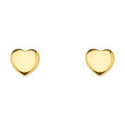 14K Gold Plain Heart Earrings