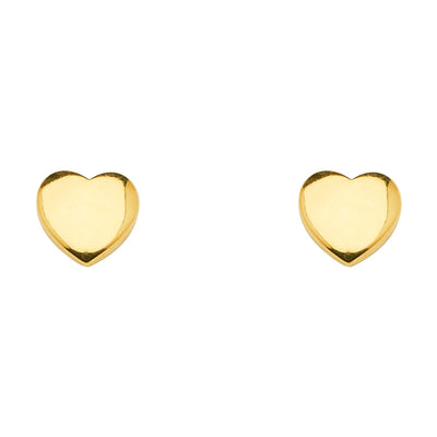 14K Gold Plain Heart Earrings
