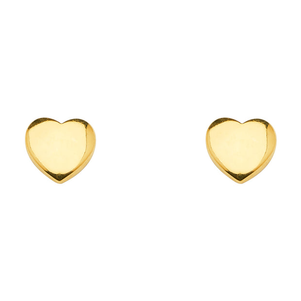 14K Gold Plain Heart Earrings