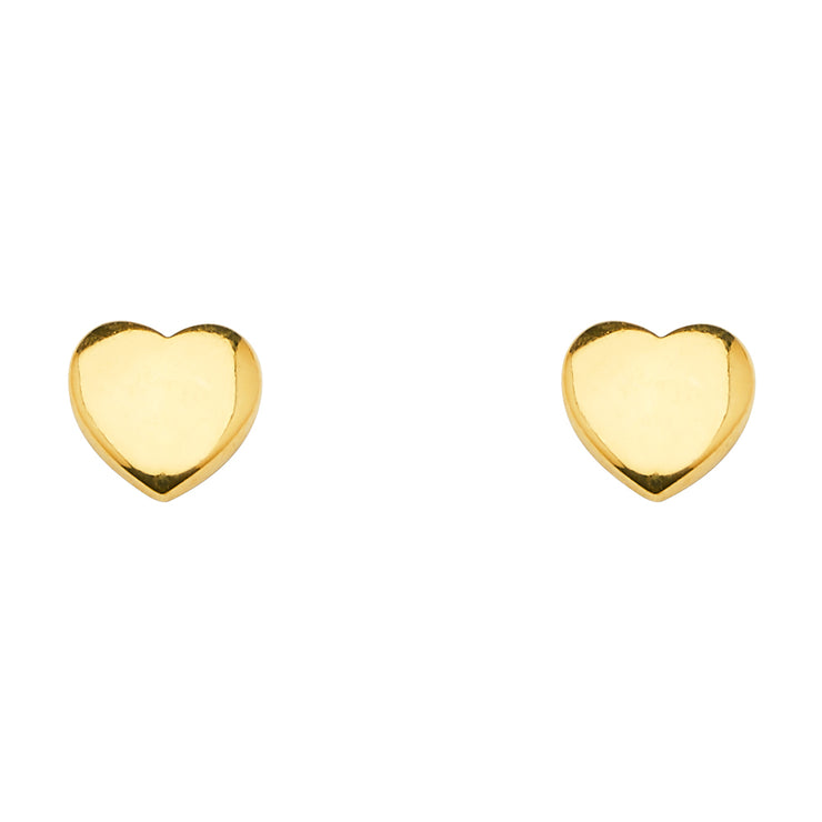 14K Gold Plain Heart Earrings