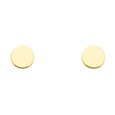 14K Gold Plain Circle or Round Disk Earrings