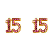 14K Gold CZ Stone Quinceanera Earrings