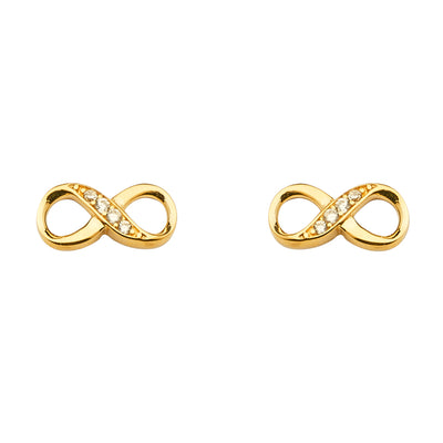 14K Gold CZ Stone Infinity Earrings
