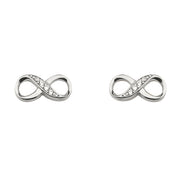 14K Gold CZ Stone Infinity Earrings