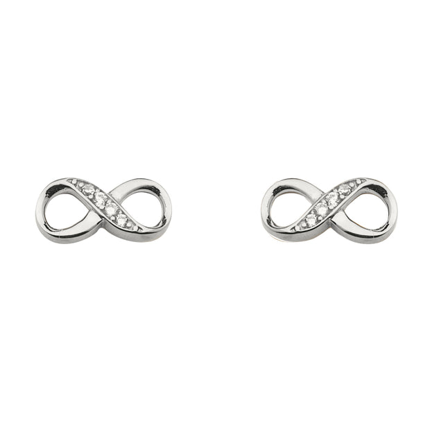 14K Gold CZ Stone Infinity Earrings