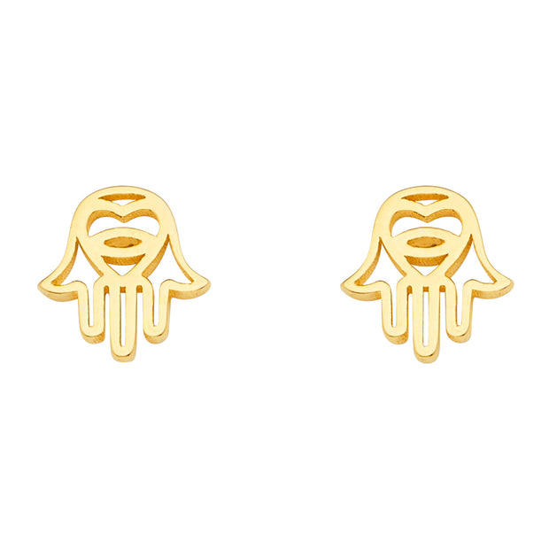 14K Gold Hamsa Earrings