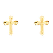 14K Gold Religious Cross Earrings