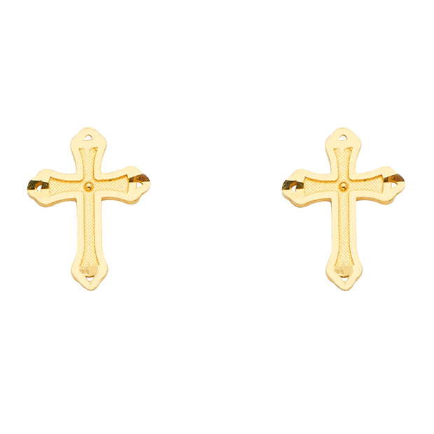 14K Gold Religious Cross Earrings