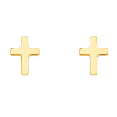 14K Gold Religious Cross Earrings