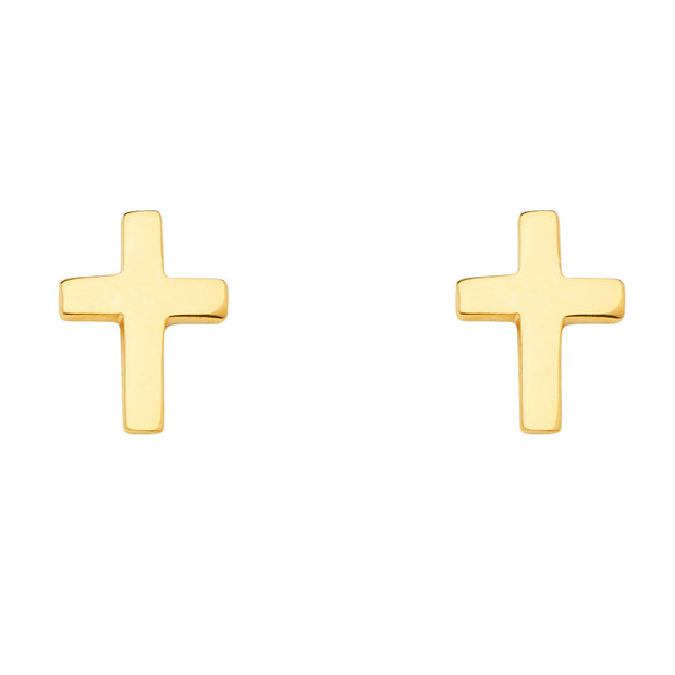 14K Gold Religious Cross Earrings