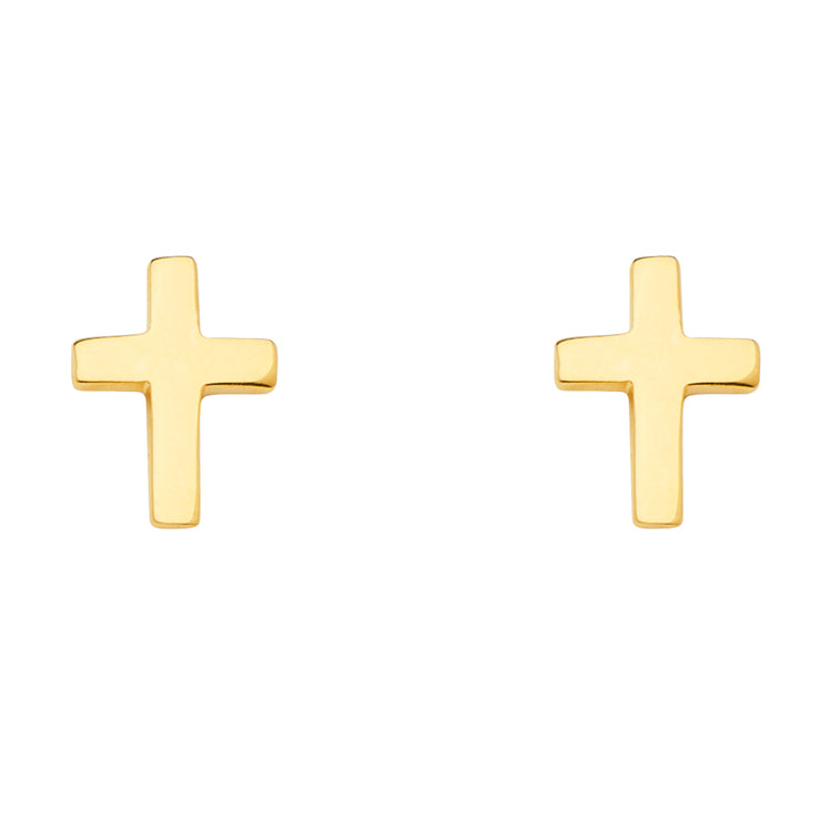 14K Gold Religious Cross Earrings