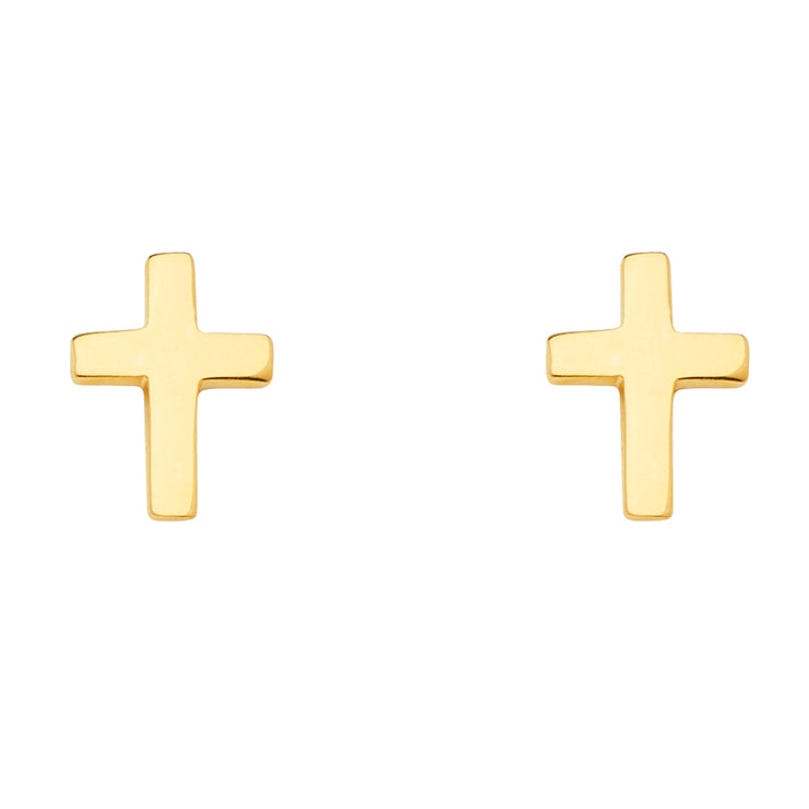 14K Gold Religious Cross Earrings